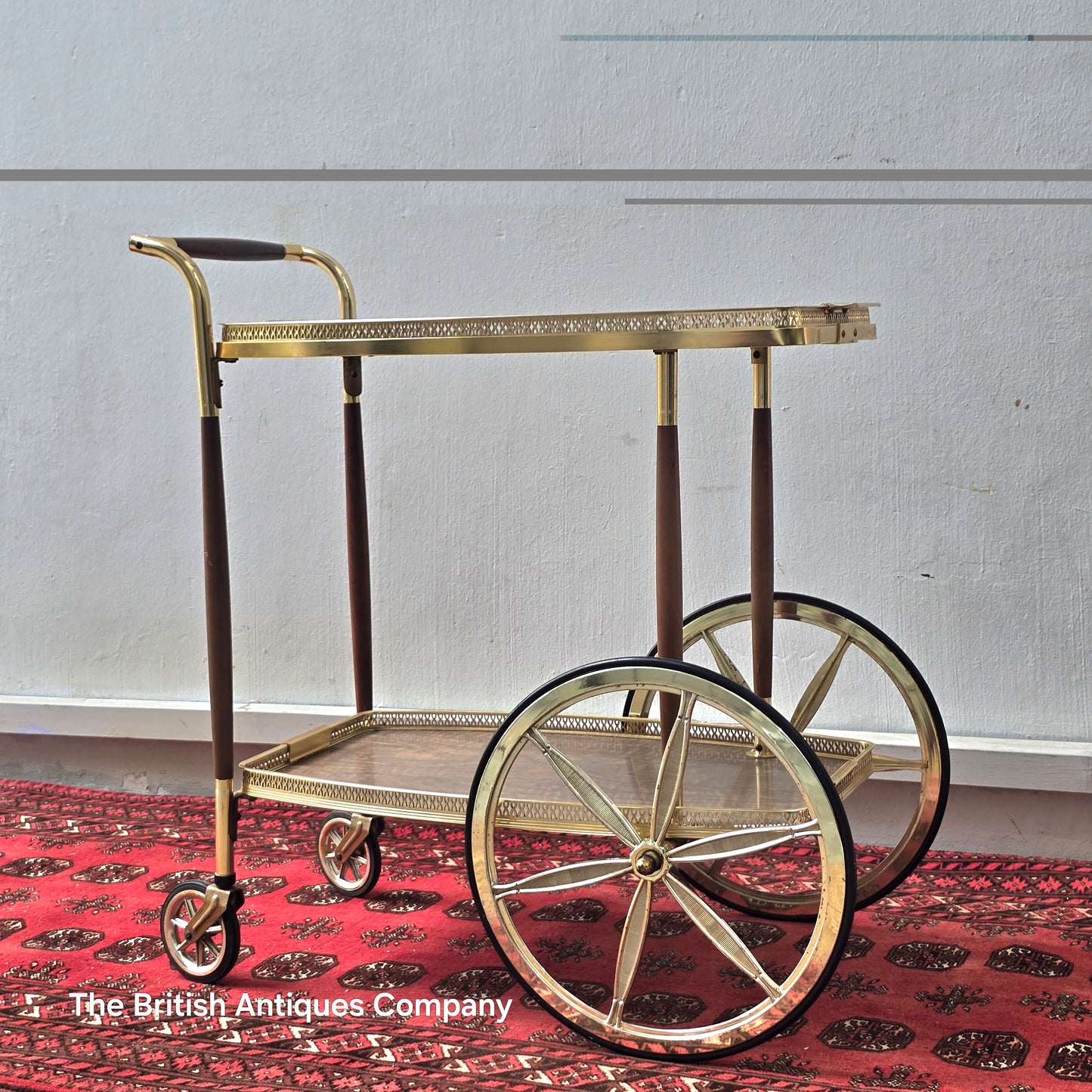 A 1960'S METALWARE DINNER TROLLEY
