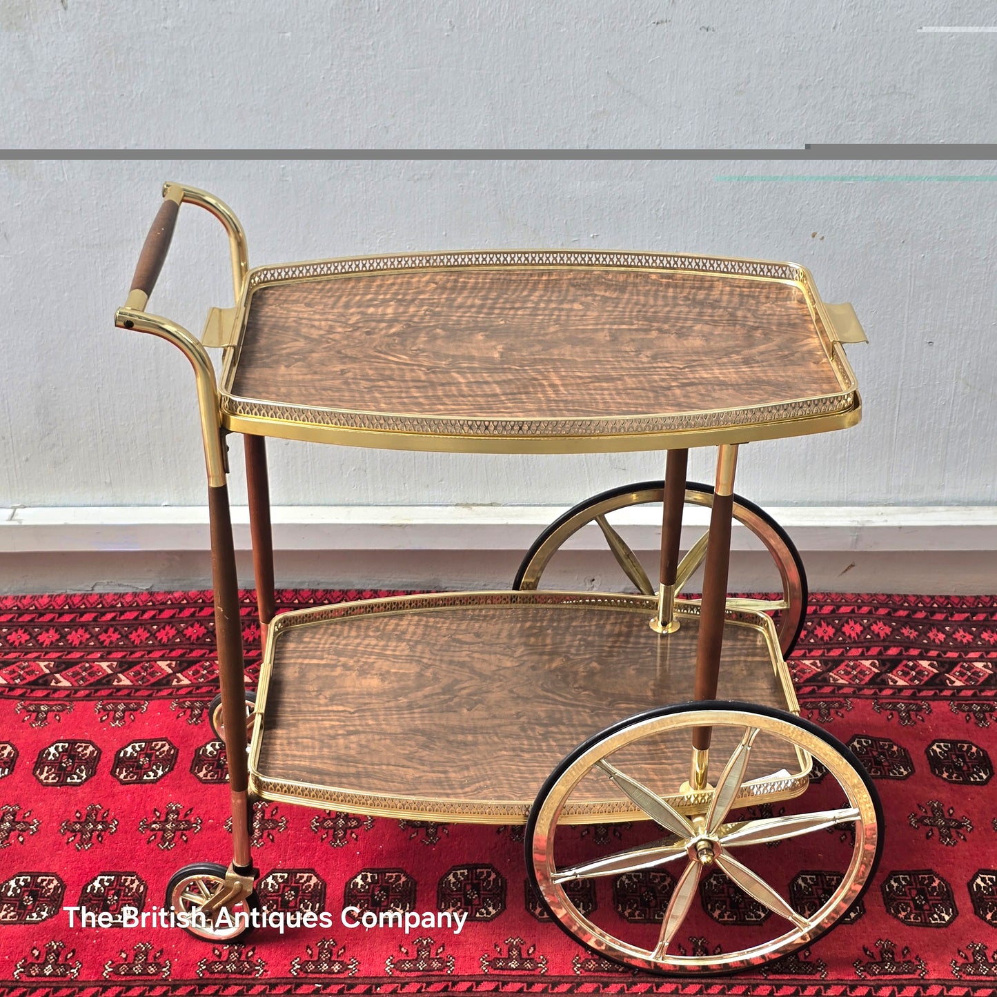 A 1960'S METALWARE DINNER TROLLEY