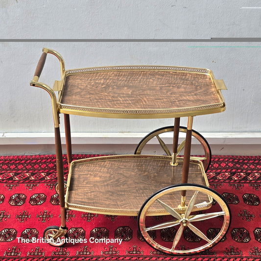 A 1960'S METALWARE DINNER TROLLEY