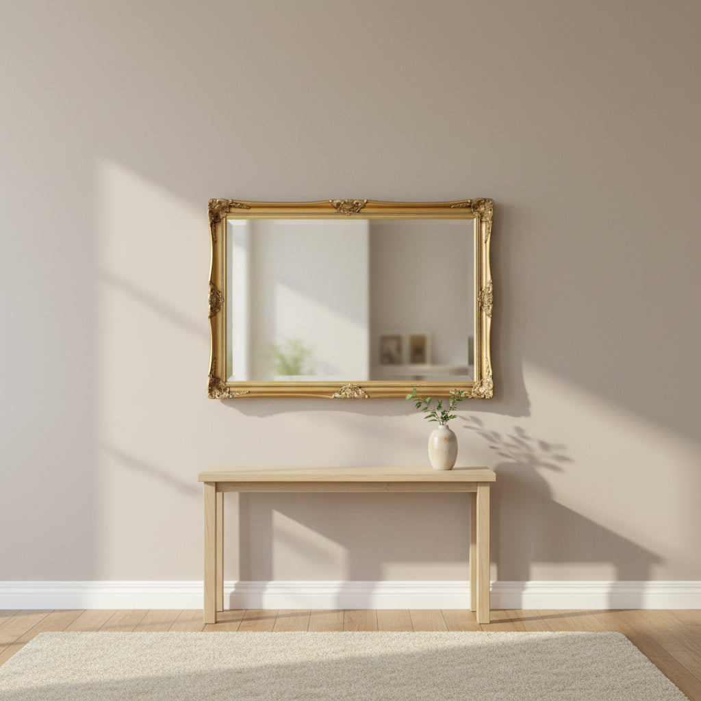 Gilt Framed Wall Mirror with Bevel Edge,(104cm x 74cm)
