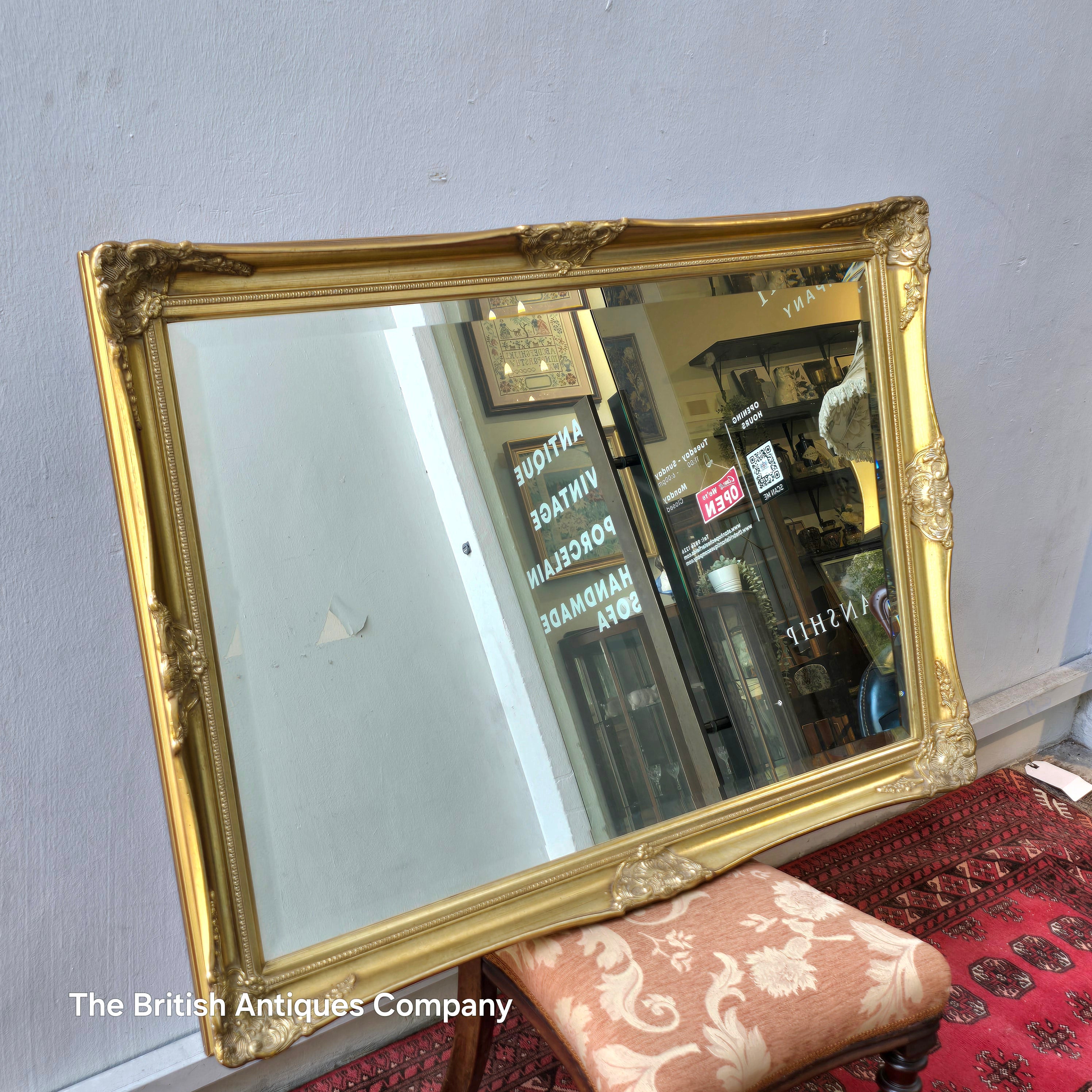 Gilt Framed Wall Mirror with Bevel Edge,(104cm x 74cm)