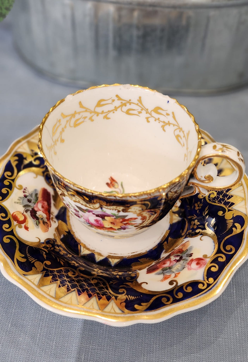 Rare Coalport handpainted tea set. C1825. Chipped on rim