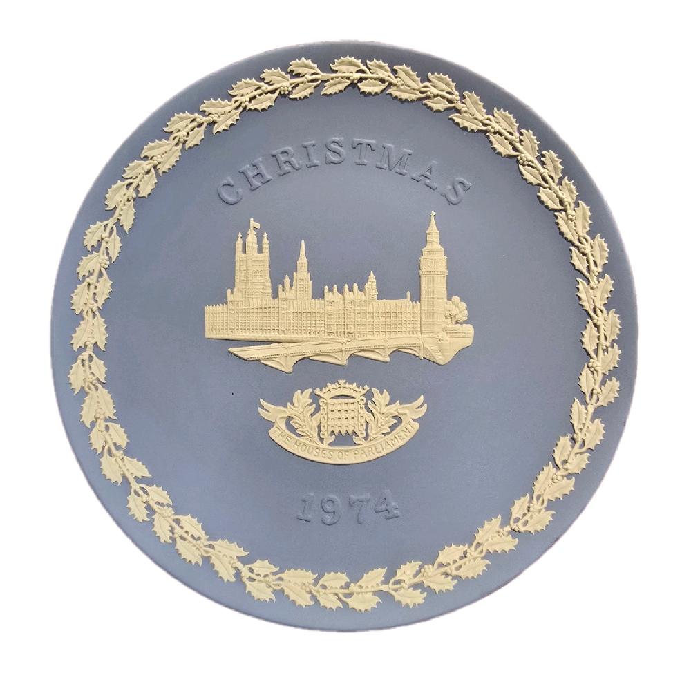 Wedgwood Jasperware Pale Blue Decorative Plate - Christmas Memorial Plate - 1970s to 1980s - Collector Decorative Plates - Made in UK