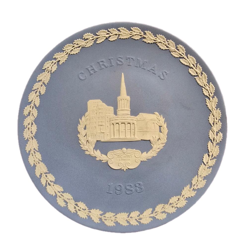 Wedgwood Jasperware Pale Blue Decorative Plate - Christmas Memorial Plate - 1970s to 1980s - Collector Decorative Plates - Made in UK