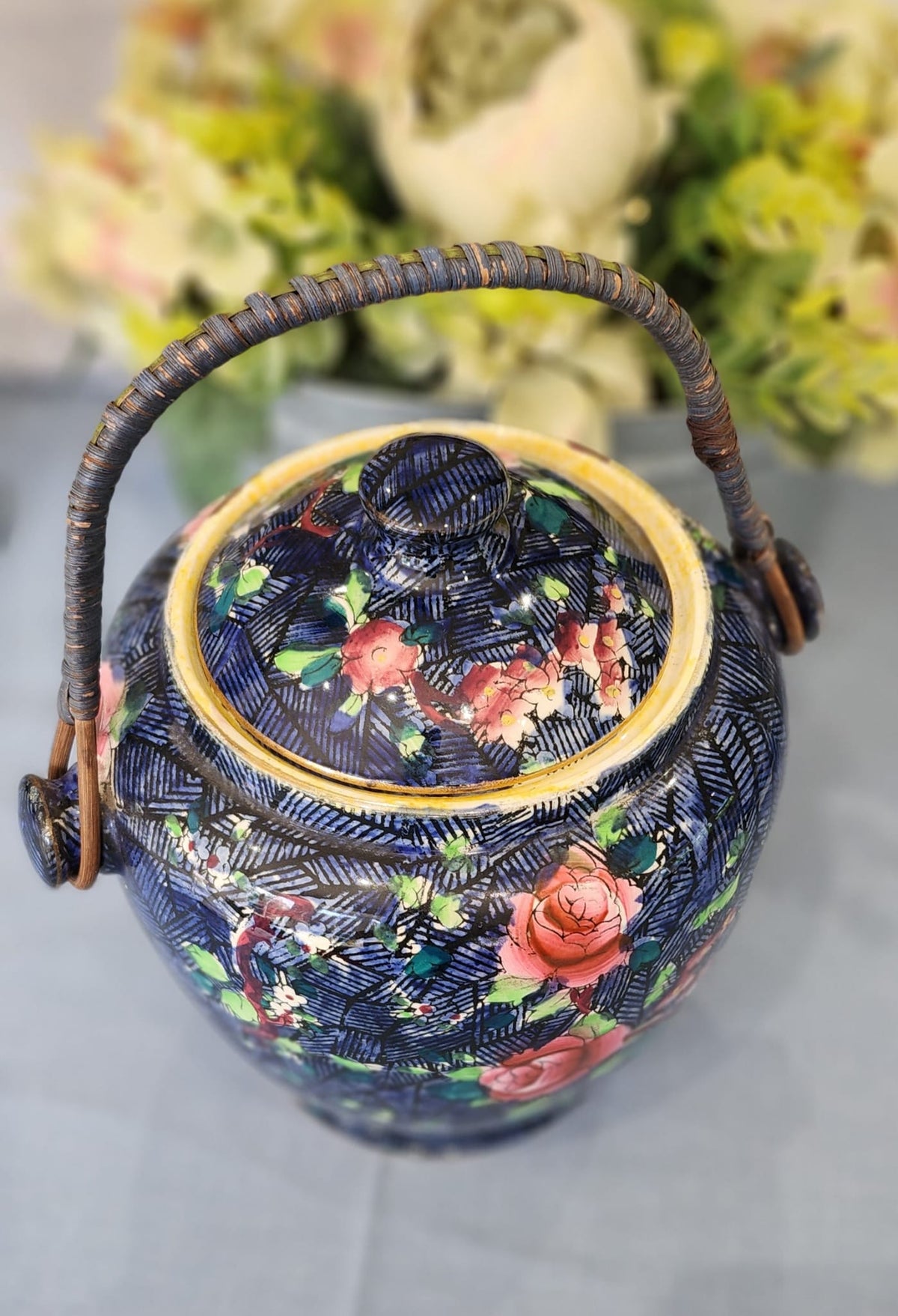 Vintage Handpainted Buscuit barrel
