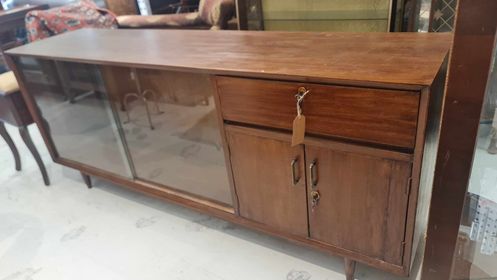 1950 Mid Century Side Broad Heavy Teak with Display glass