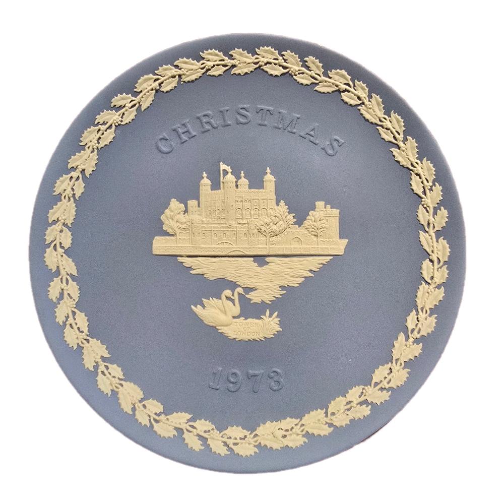 Wedgwood Jasperware Pale Blue Decorative Plate - Christmas Memorial Plate - 1970s to 1980s - Collector Decorative Plates - Made in UK