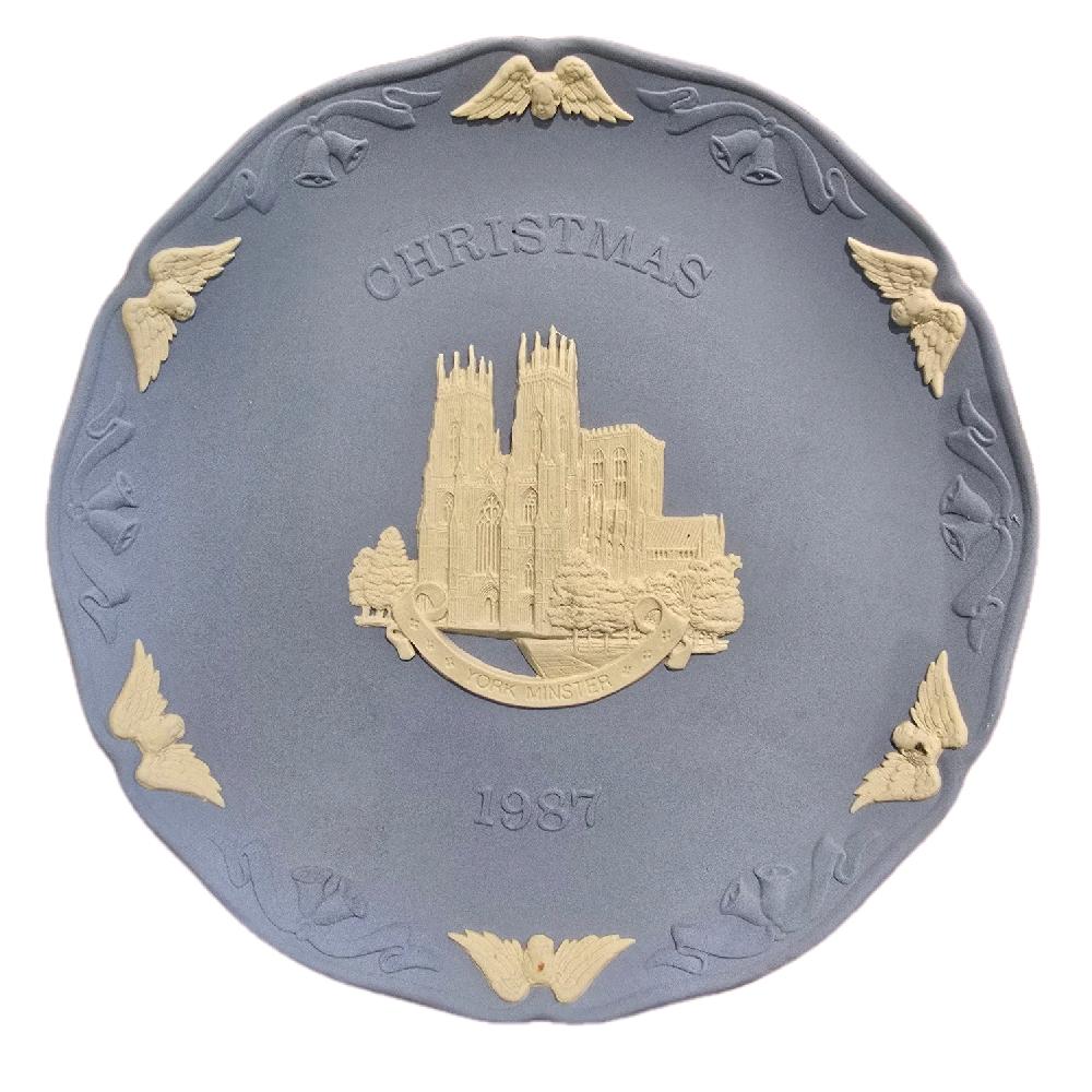 Wedgwood Jasperware Pale Blue Decorative Plate - Christmas Memorial Plate - 1970s to 1980s - Collector Decorative Plates - Made in UK