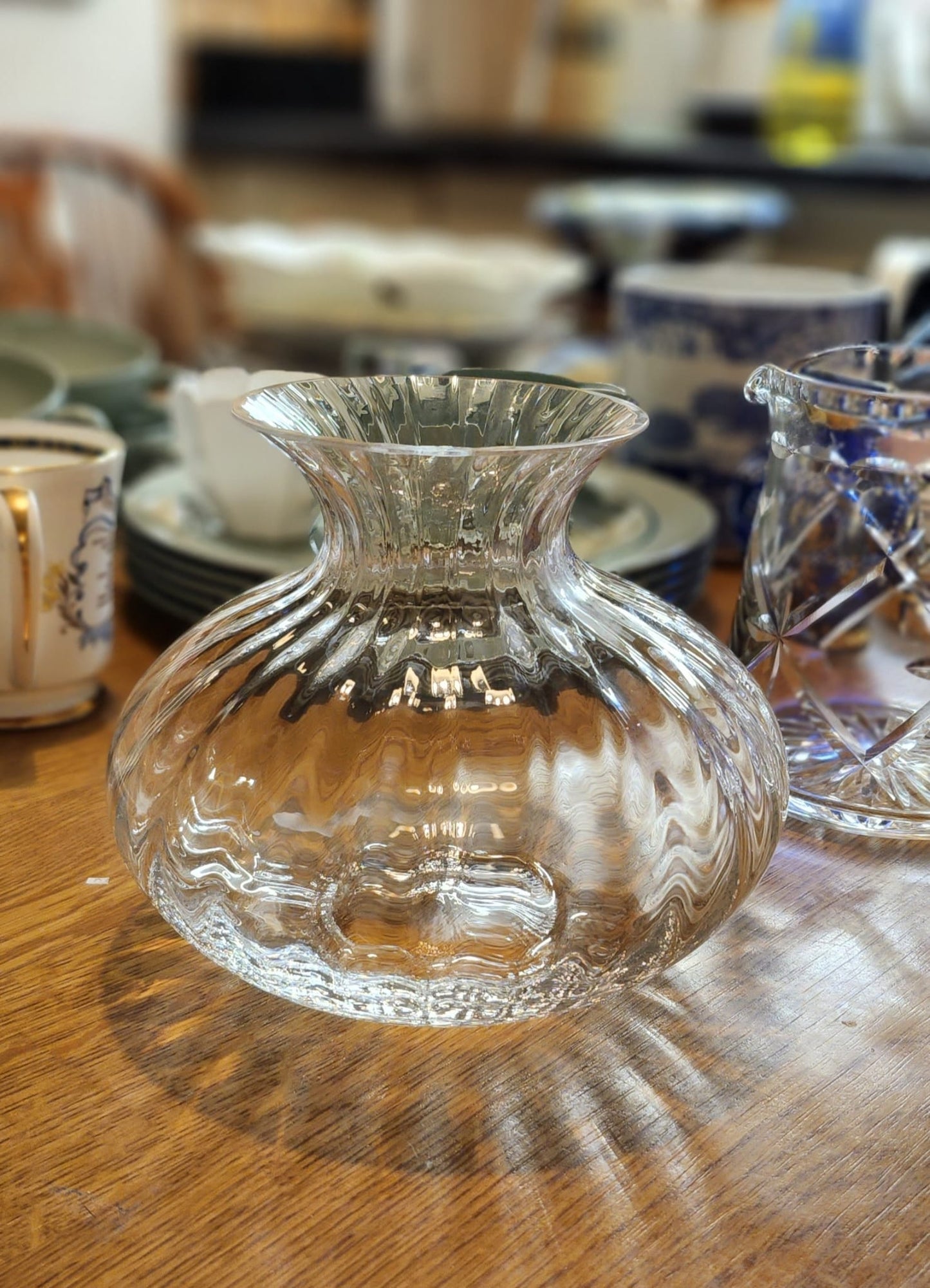 Waterford Elegance Lead crystal swril pattern vase  W 18 cm x h 15 cm