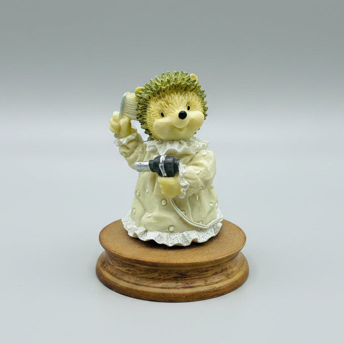 Regency Fine Arts "Brush Strokes" Hedgehog Figurine on Wooden Base | 1990s Collectible