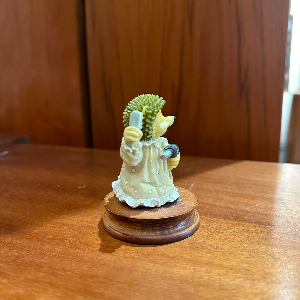 Regency Fine Arts "Brush Strokes" Hedgehog Figurine on Wooden Base | 1990s Collectible