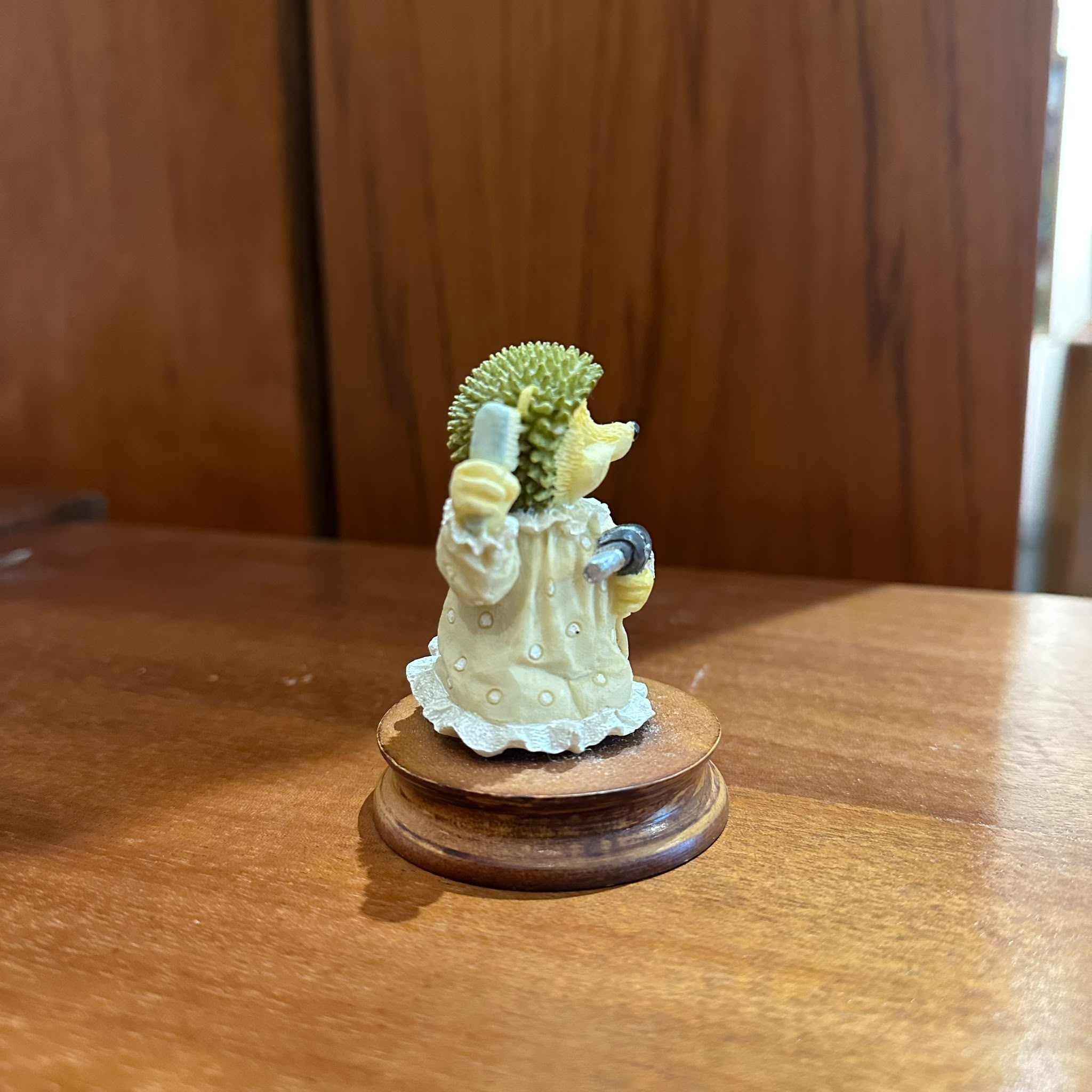 Regency Fine Arts "Brush Strokes" Hedgehog Figurine on Wooden Base | 1990s Collectible