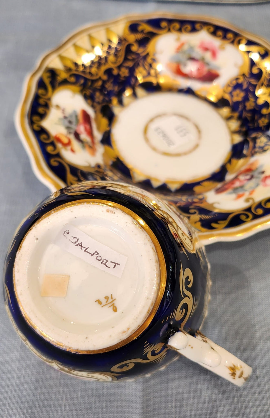 Rare Coalport handpainted tea set. C1825. Chipped on rim