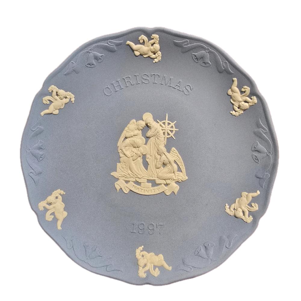Wedgwood Jasperware Pale Blue Decorative Plate - Christmas Memorial Plate - 1970s to 1980s - Collector Decorative Plates - Made in UK