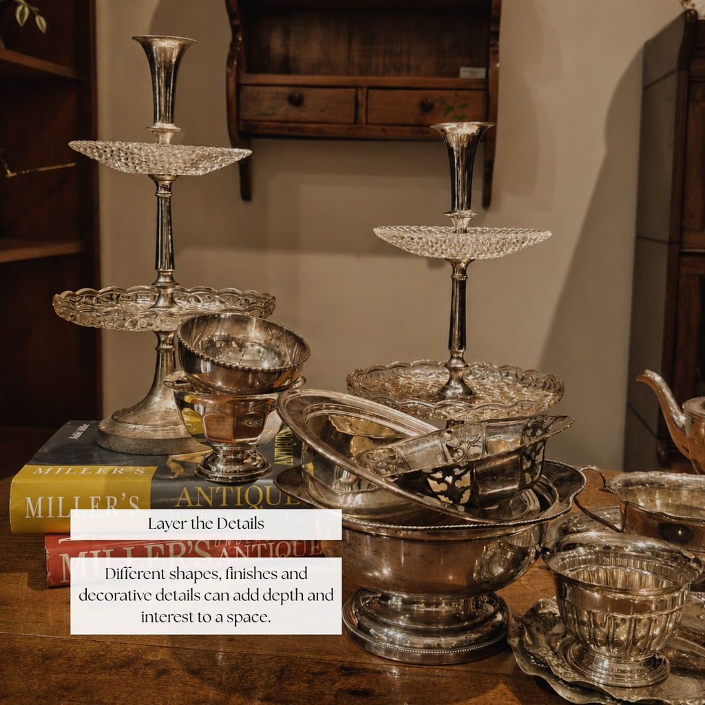 Italian Cut Glass Epergne with a Silver-Plated Pedestal Base