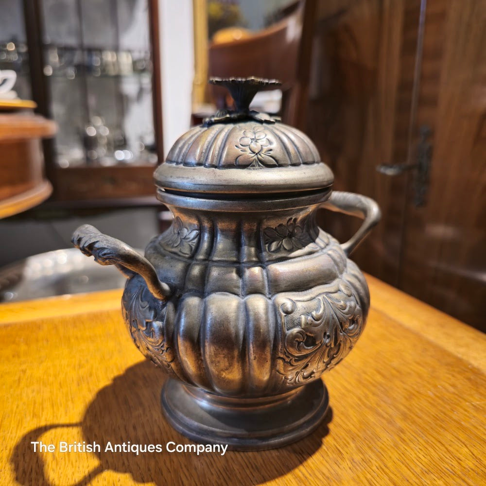 Antique Pewter Rococo-Style Sugar Cellar