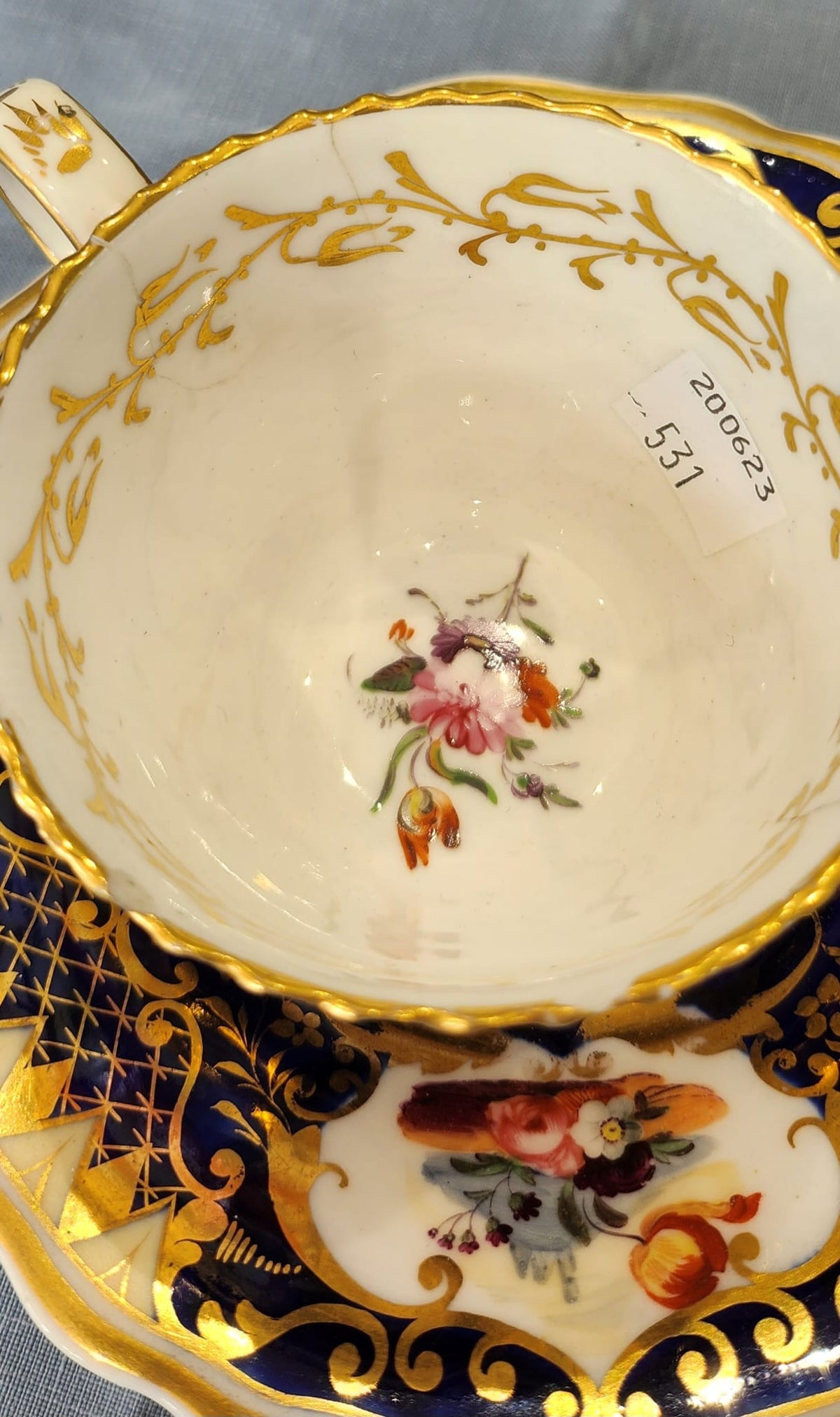 Rare Coalport handpainted tea set. C1825. Chipped on rim