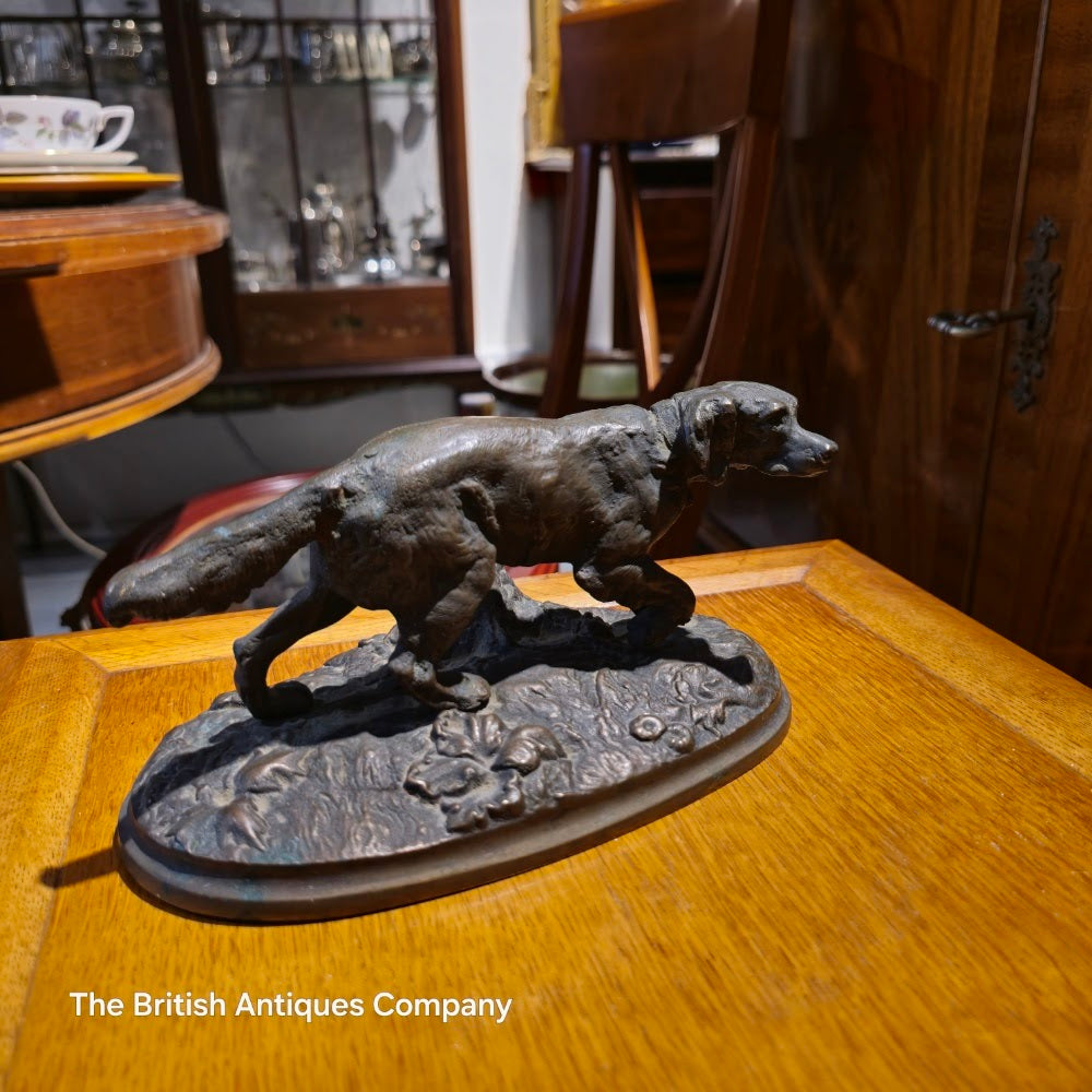 19th Century French School Bronze Sculpture of a Pointing Setter