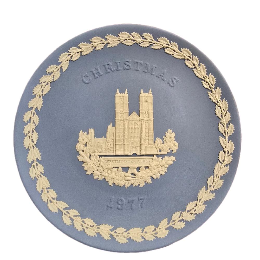 Wedgwood Jasperware Pale Blue Decorative Plate - Christmas Memorial Plate - 1970s to 1980s - Collector Decorative Plates - Made in UK