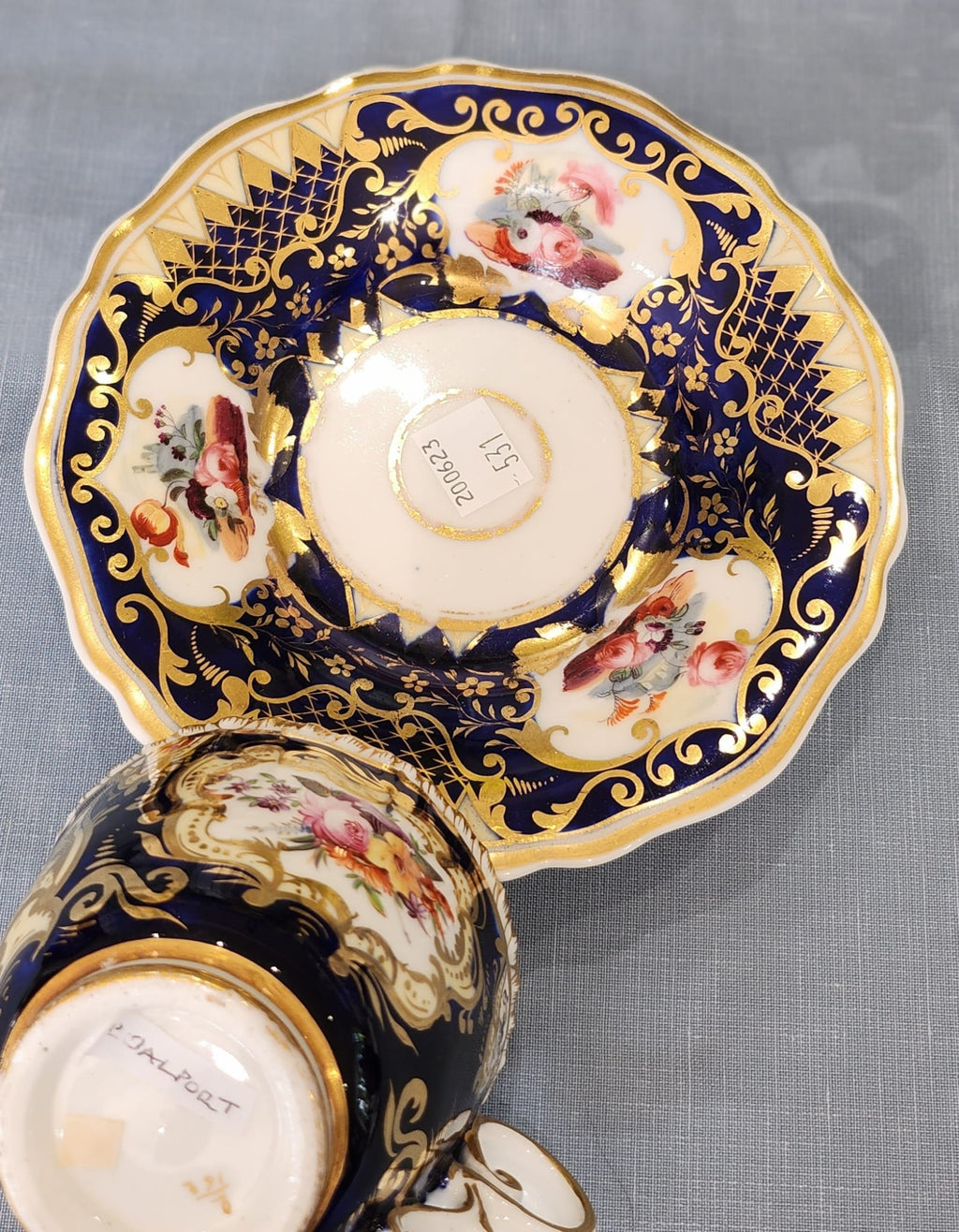 Rare Coalport handpainted tea set. C1825. Chipped on rim