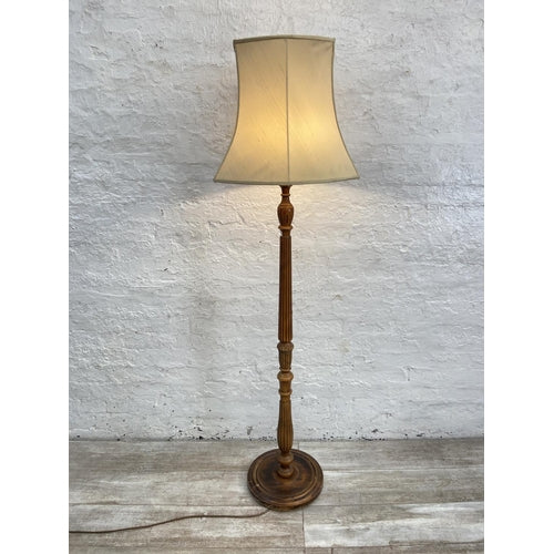 A 19th century style beech Corinthian column standard lamp - approx. 138cm high excluding shade