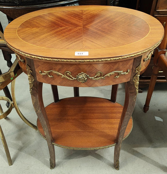 A French Louis Phillipe style ormolu mounted side table fitted single drawer, 54cm wide, height 69cm