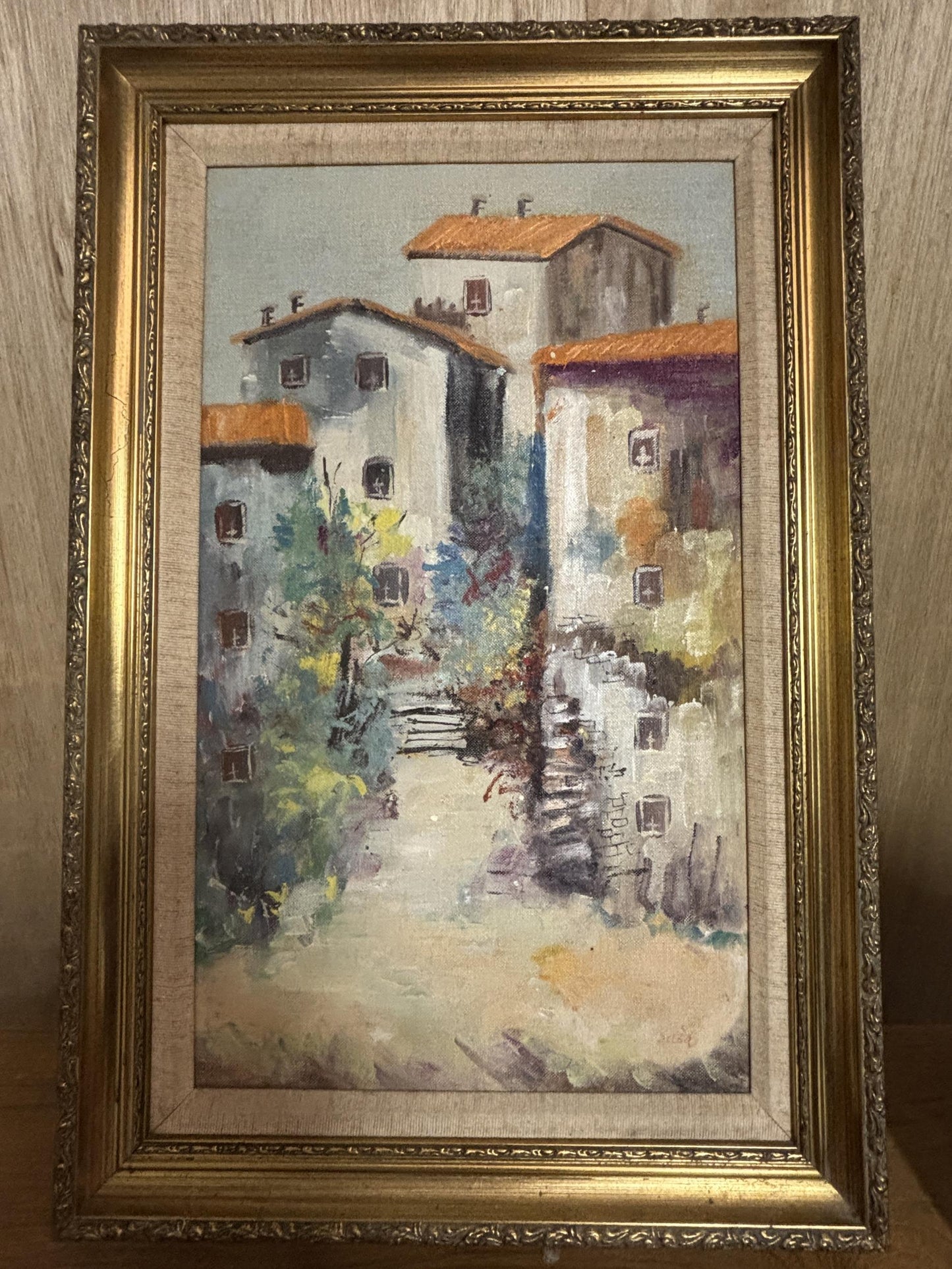 ORIGINAL OIL ON BOARD OF BUDVA YUGOSLAVIA 1976 SIGNED