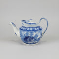 Antique 1860s Victorian Museum Quality Blue & White Earthenware Boat Shaped Teapot - Made in England