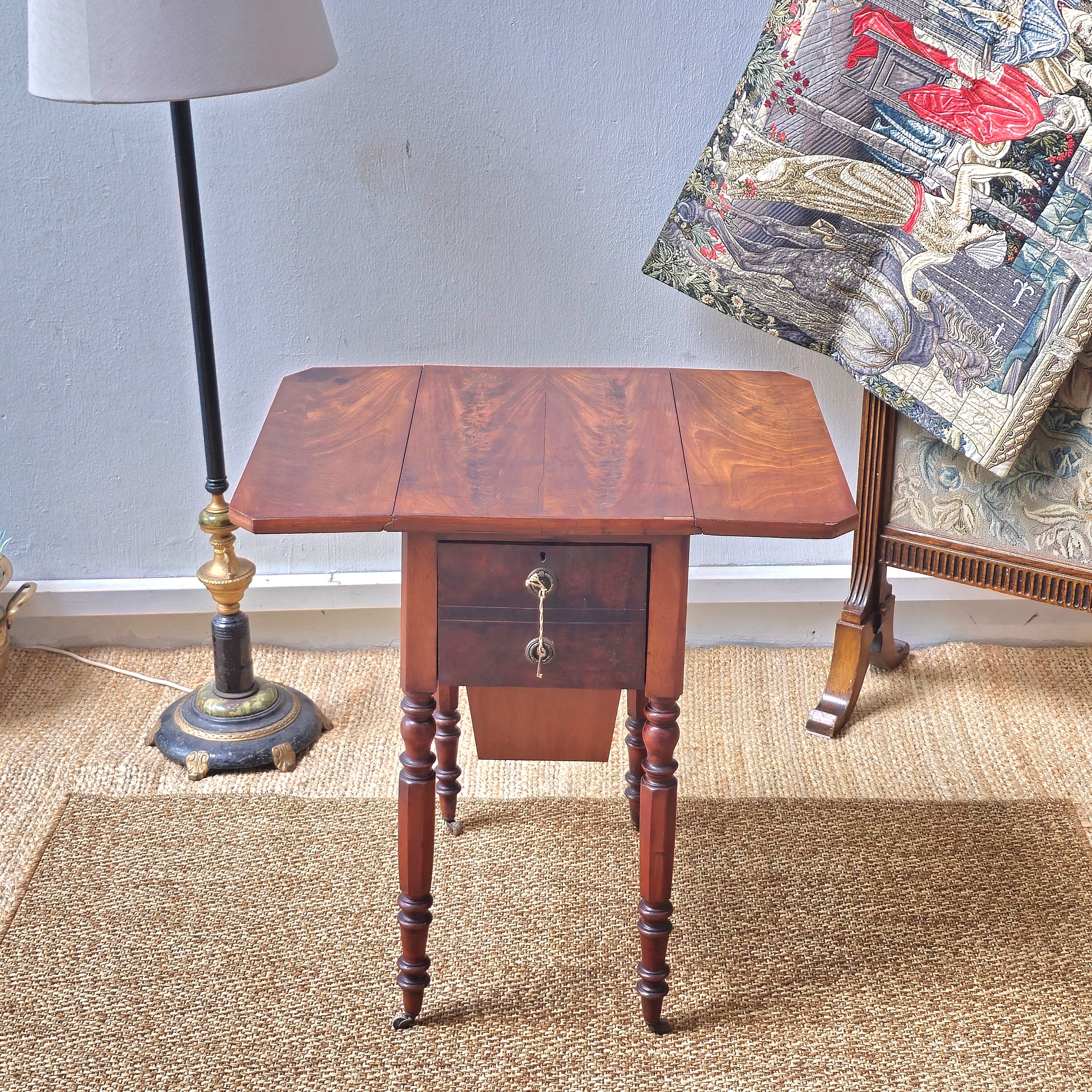 Antique 19th Century Mahogany Drop Leaf Work Table