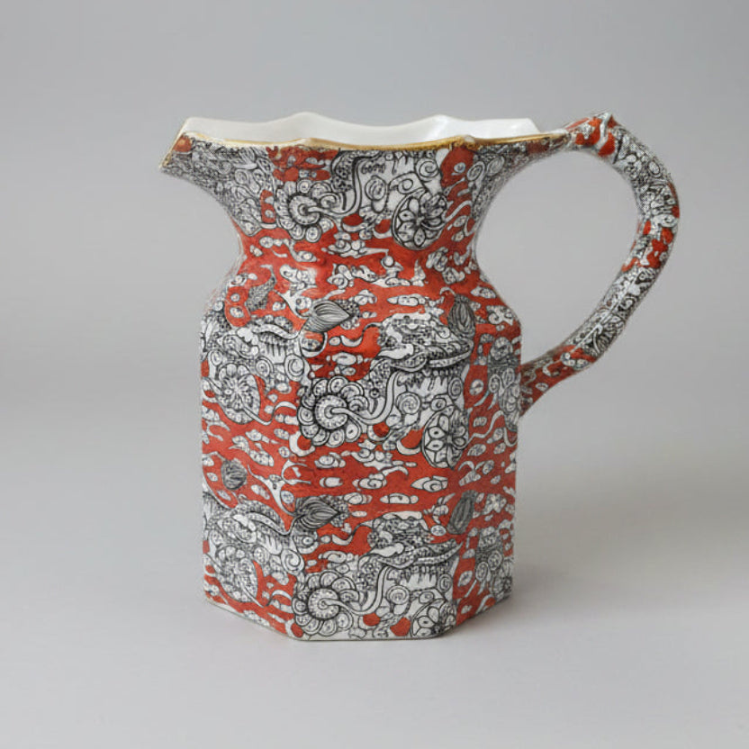 Antique 19th Century Mason's Ironstone Hand Painted Pitcher