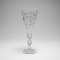 Antique EAPG Strawberry-Cut Trumpet Vase - Elegant Scalloped Pressed Glass Bud Vase (c.1880-1910)