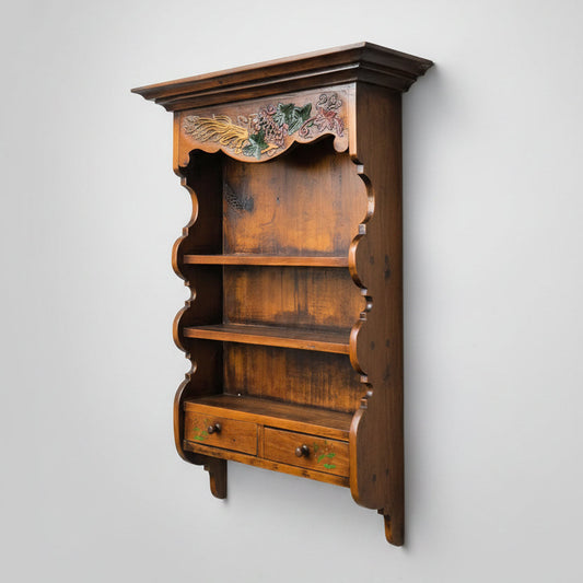 Antique French Wall Rack with Small Drawers