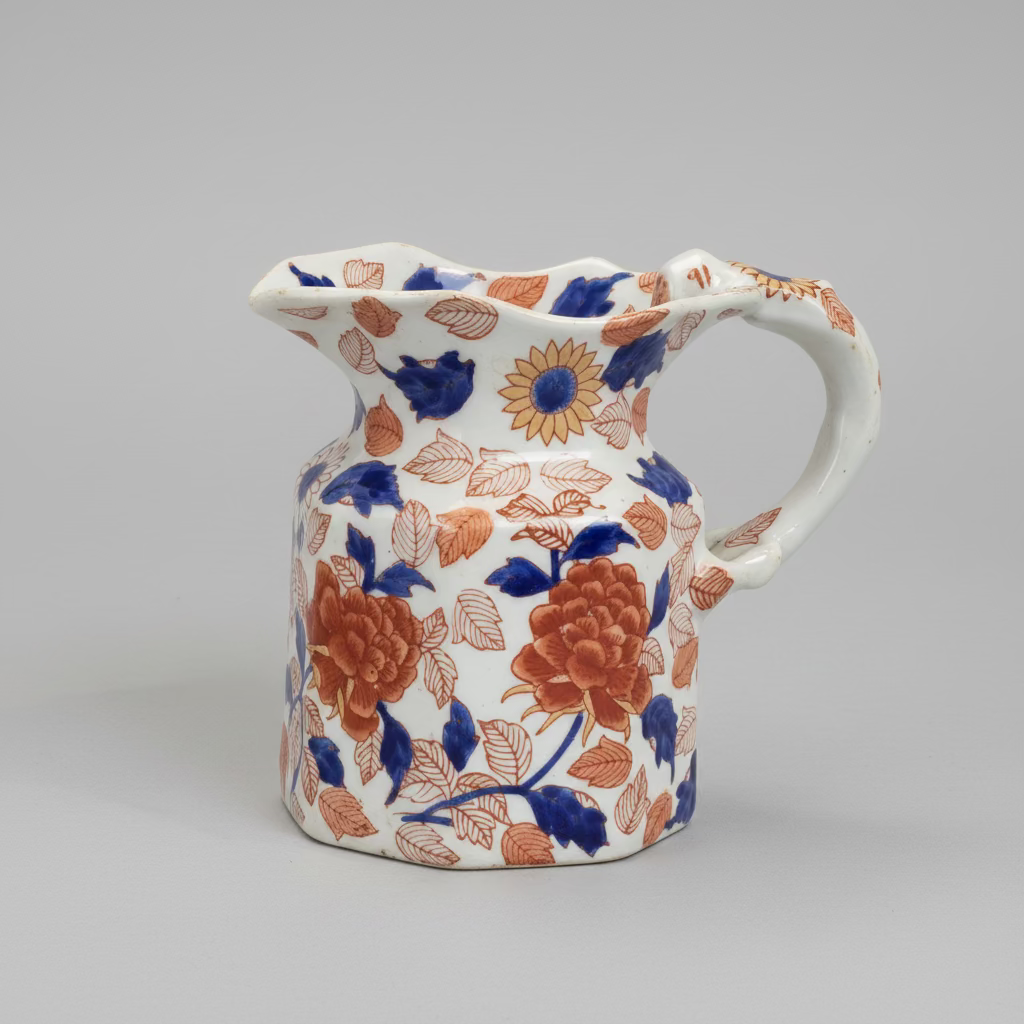 Antique Ironstone Hand-Painted Jug