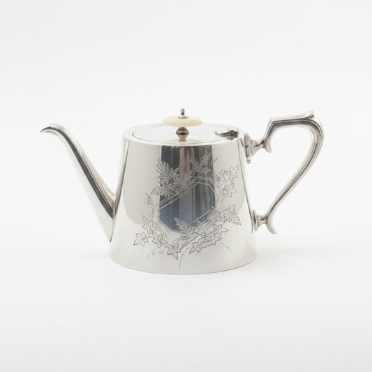 [New Arrival] Antique Victorian J.H. Potter Sheffield Silver Plated Teapot – Cream Enamel Finial