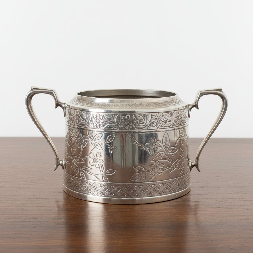 Antique Victorian Walker & Hall Silver Plated Jardinière – Floral Etched Planter
