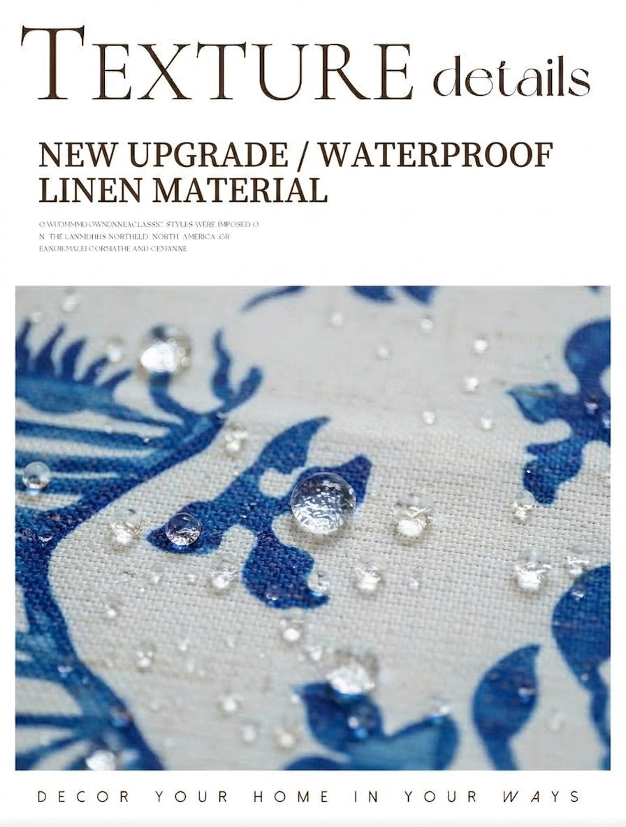 Blue & White Linen Tablecloth, Waterproof Treated | Giltwood & Goose