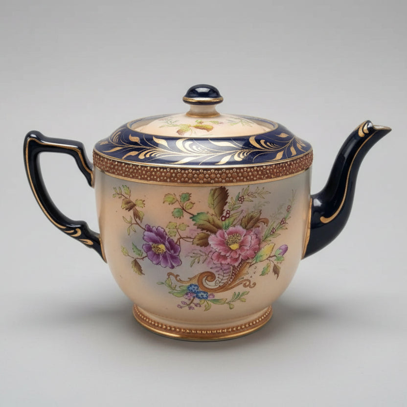 Rare 1899 Carlton Ware handpainted blushware teapot