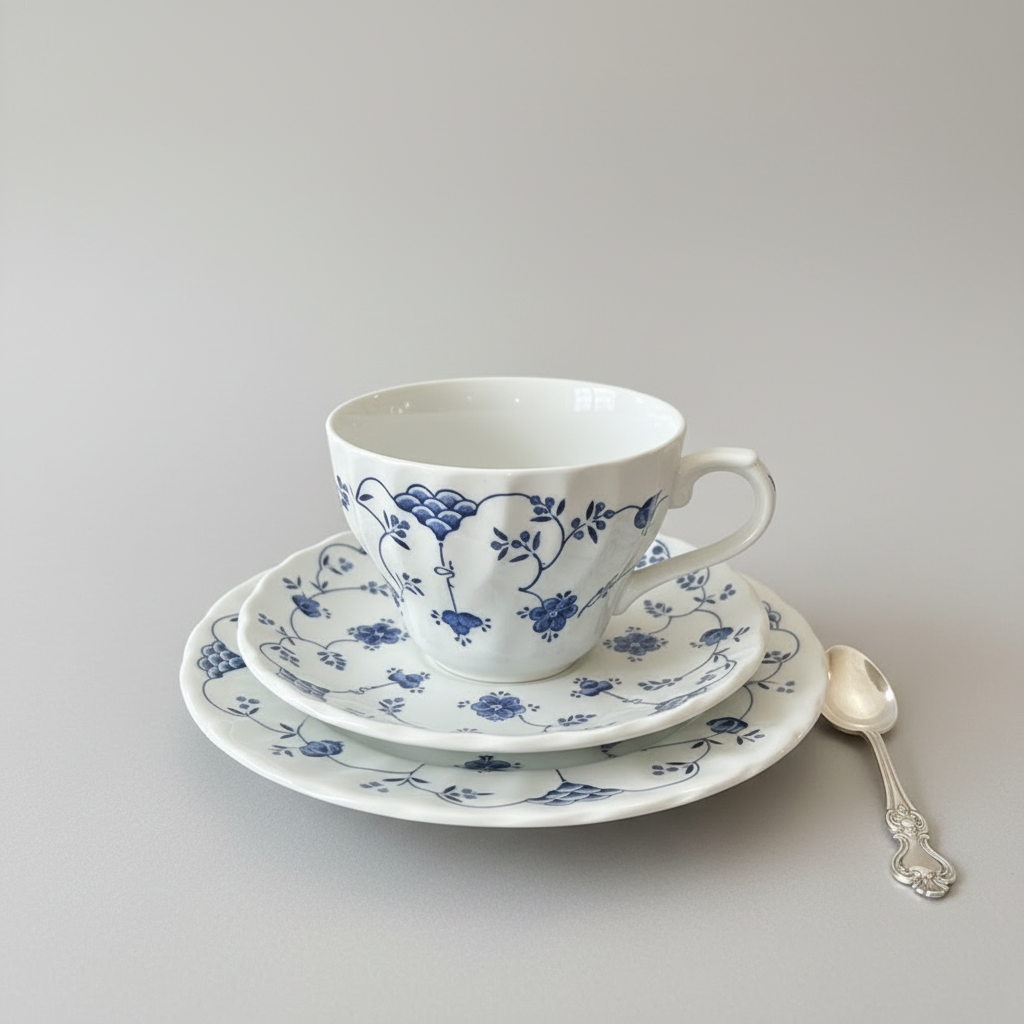 Churchill China Blue and White Trio Tea Set