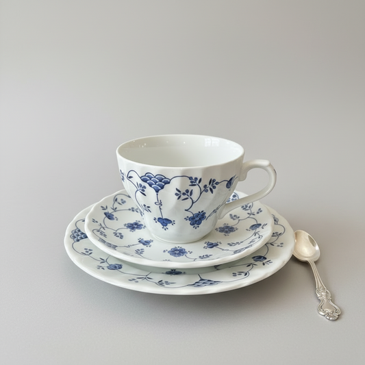 Churchill China Blue and White Trio Tea Set