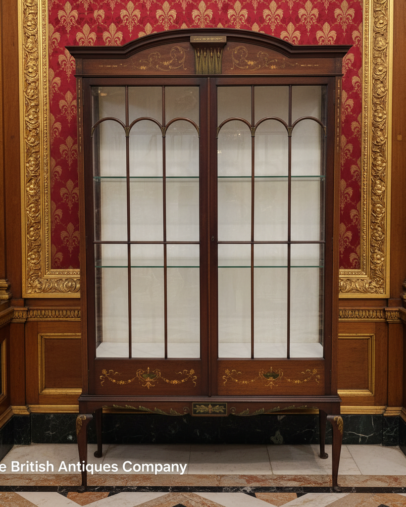 Elegant George III Style Inlaid Mahogany Glazed Display Cabinet