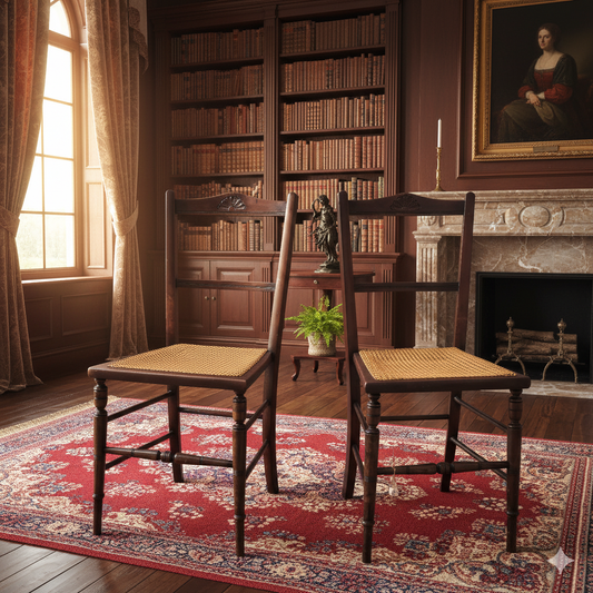 Elegant Federal Style Side Chairs with Cane Seats (Pair)