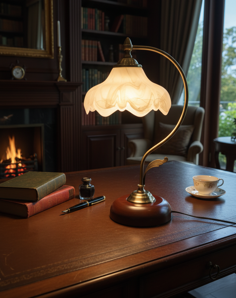 Vintage table Lamp glass shade