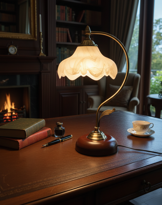 Vintage table Lamp glass shade
