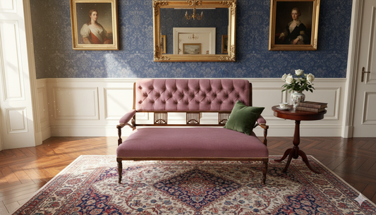 Luxurious Mauve Velvet Tufted Sofa