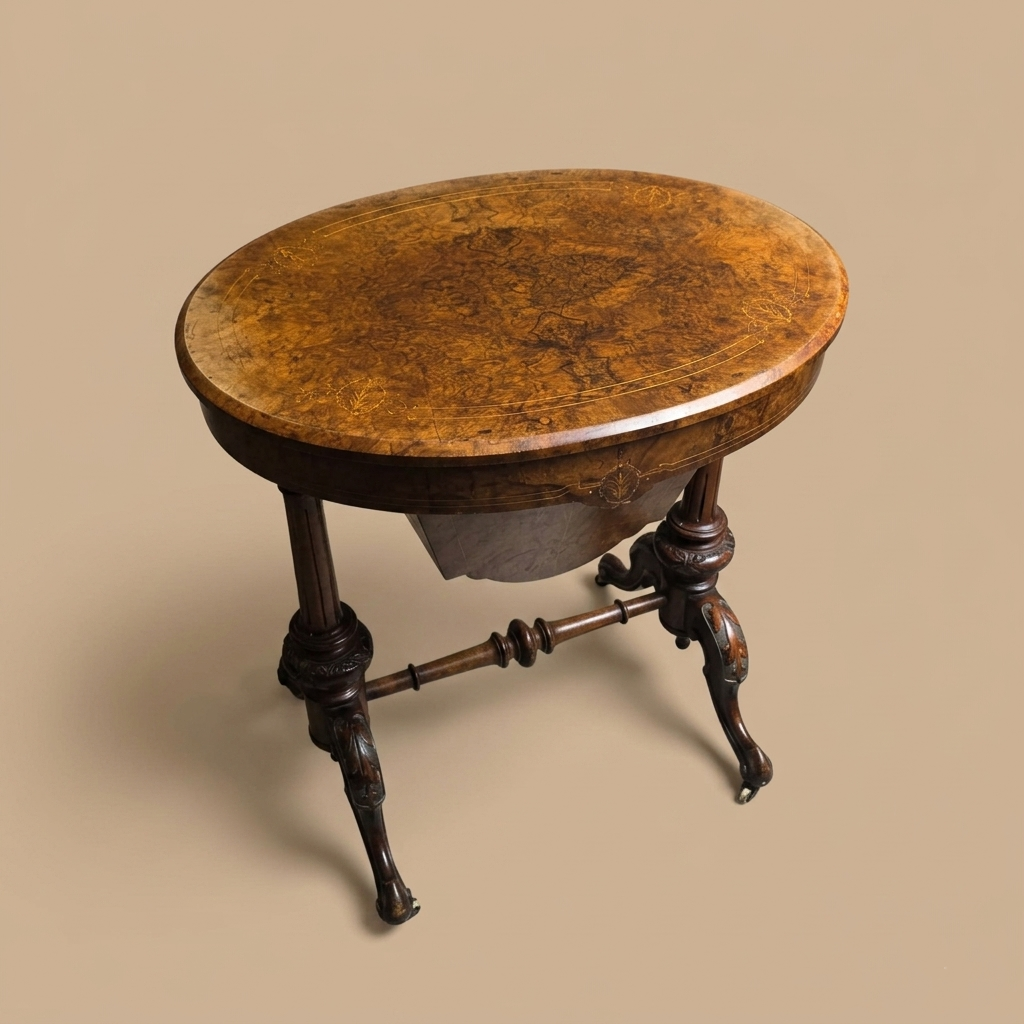 [New Arrival] Victorian-Era Walnut Work Table (Sewing Table / Trumpet)
