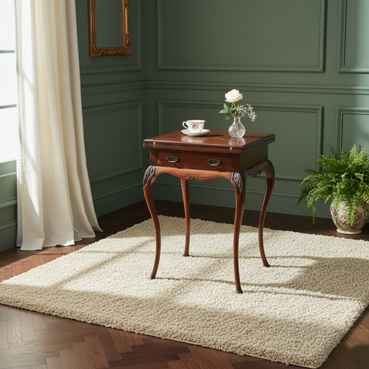 A late Victorian mahogany envelope card table, the swivel top over a single frieze drawer on carved cabriole legs