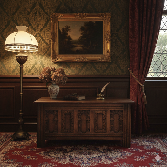 Old Charm Carved Oak Coffer / Blanket Chest by Wood Bros (England, c.1960s–70s)