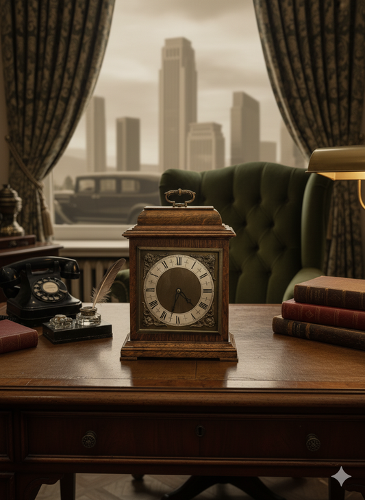 Antique Wooden Cabinet Clock with Brass Handle