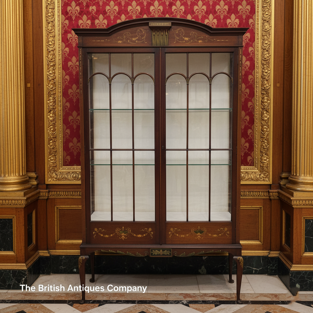 Elegant George III Style Inlaid Mahogany Glazed Display Cabinet