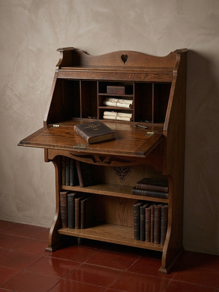 Antique Arts & Crafts Bureau — Liberty & Co. Glasgow Style Oak Writing Desk
